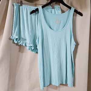 Posh Peanut Women Teal Bamboo Pajama Short Set 2 Piece Size Large Viscose Bamboo